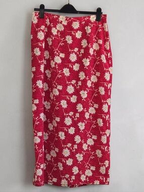 Christopher & Banks Pink  Daisy Print Maxi Skirt